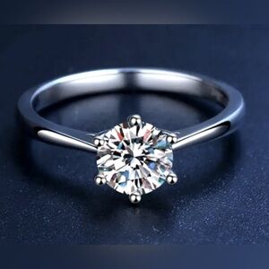 Certified 2.0 ct. t.w. Moissanite Diamond Solitaire 925 Sterling Silver Size 7